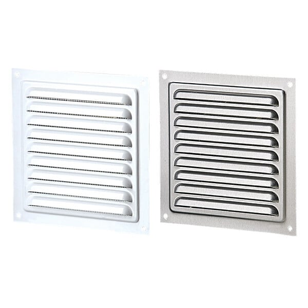 BLAUBERG - Grille aération ventilation aluminium avec moustiquaire - LxH (mm): 200 x 200 - Couleur: Gris argent - large