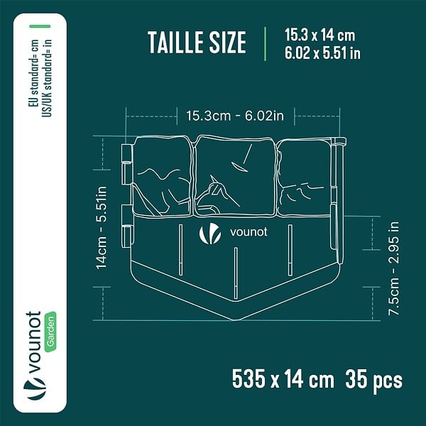 VOUNOT - Lot de 35 pcs Bordure de jardin imitation pierre facile a installer 5.35m gris - large
