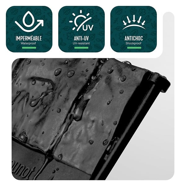VOUNOT - Lot de 35 pcs Bordure de jardin imitation pierre facile a installer 5.35m noir - large
