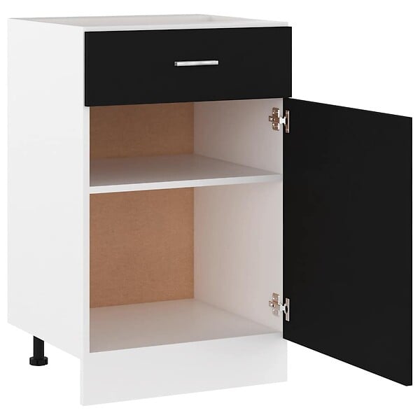 VIDAXL - vidaXL Armoire de plancher à tiroir "Lyon" Noir 50x46x81,5 cm - large