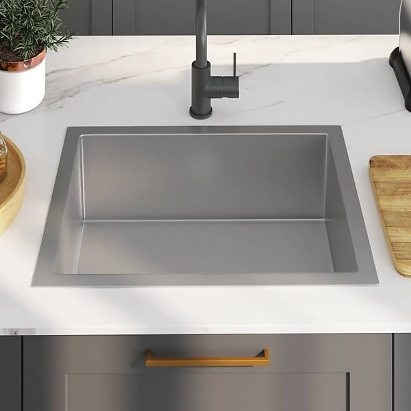 VIDAXL - vidaXL Évier de cuisine fait à la main Acier inoxydable - large