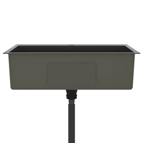 VIDAXL - vidaXL Évier de cuisine fait main Noir Acier inoxydable - large