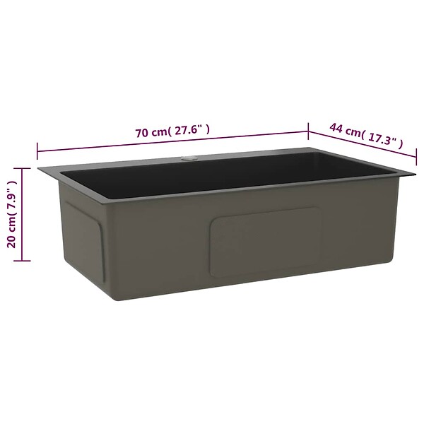 VIDAXL - vidaXL Évier de cuisine fait main Noir Acier inoxydable - large