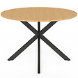 ID MARKET - Table de jardin ronde MESSINA 120 cm 6 personnes pied araignée plateau métal effet bois - vignette