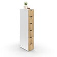 ID MARKET - Tour de rangement 6 tiroirs WILO sur roulettes colonne gain de place blanc et façon hêtre - vignette