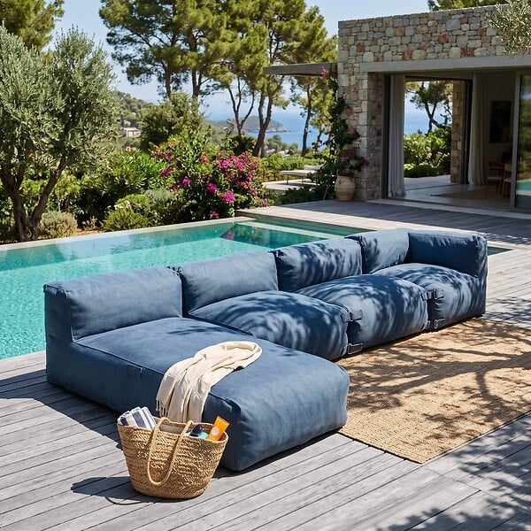 OVIALA - Salon de jardin modulable 4 places bleu pacific - Mixi - large