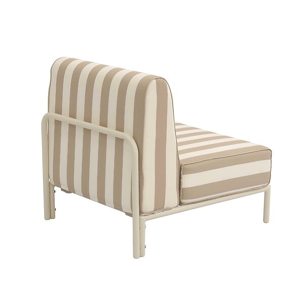 OVIALA - Chauffeuse rayé pour salon de jardin modulable en tissu beige - Patio - large