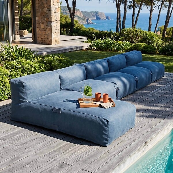OVIALA - Salon de jardin modulable 5 places bleu pacific - Mixi - large
