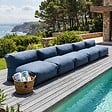 OVIALA - Salon de jardin modulable 5 places bleu pacific - Mixi - vignette