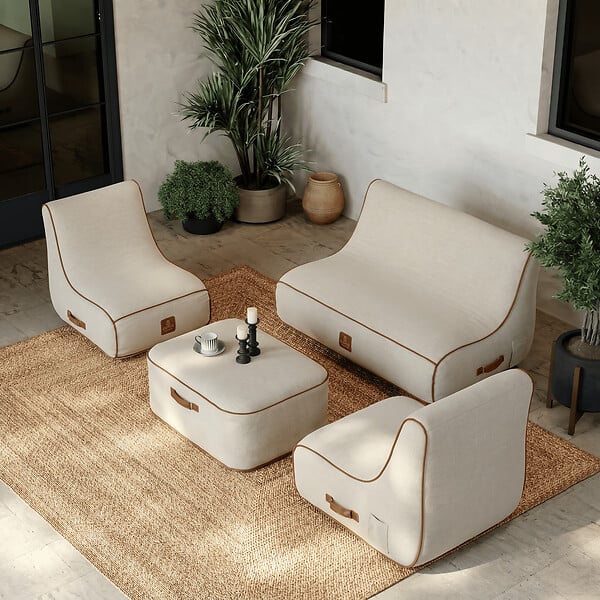 COCO LOUNGE - Salon de jardin gonflable Collection Aloha - blanc cassé - large