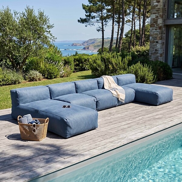 OVIALA - Salon de jardin modulable 5 places bleu pacific - Mixi - large