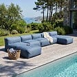 OVIALA - Salon de jardin modulable 5 places bleu pacific - Mixi - vignette