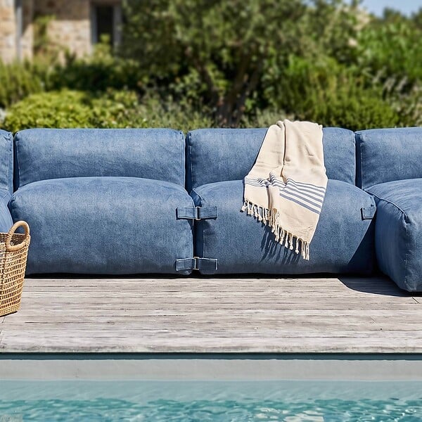 OVIALA - Salon de jardin modulable 5 places bleu pacific - Mixi - large