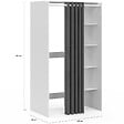 ID MARKET - Meuble de buanderie double machine à laver avec rideau coulissant gris WALLIS blanc - vignette