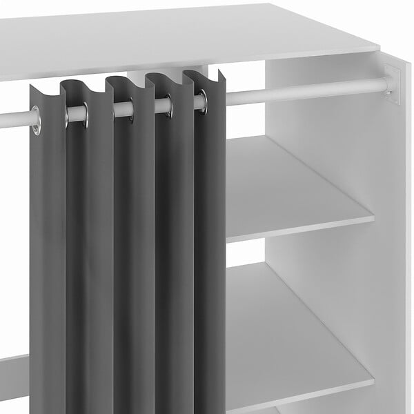 ID MARKET - Meuble de buanderie double machine à laver avec rideau coulissant gris WALLIS blanc - large