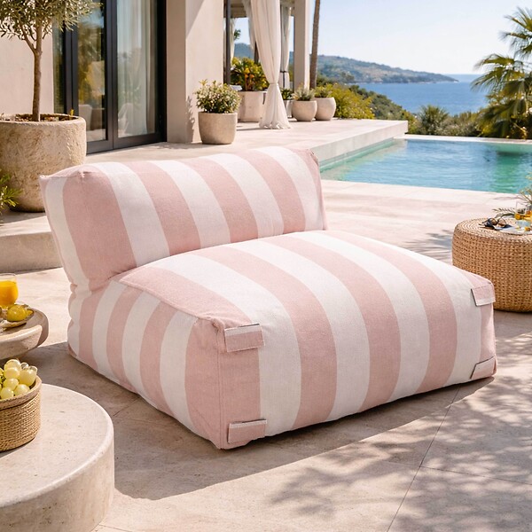 OVIALA - Fauteuil de jardin rayé pour canapé modulable rose poudré - Mixi - large