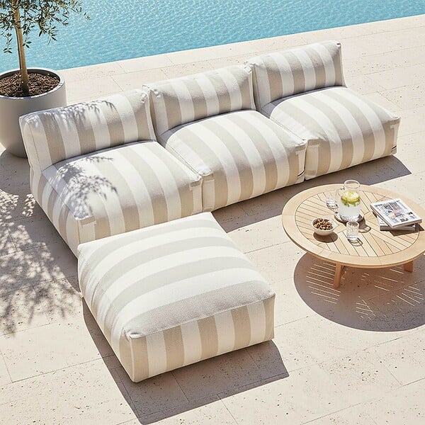 OVIALA - Fauteuil de jardin rayé pour canapé modulable beige - Mixi - large