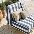 OVIALA - Chauffeuse rayé pour salon de jardin modulable en tissu bleu pacific - Patio - vignette