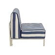 OVIALA - Chauffeuse rayé pour salon de jardin modulable en tissu bleu pacific - Patio - vignette