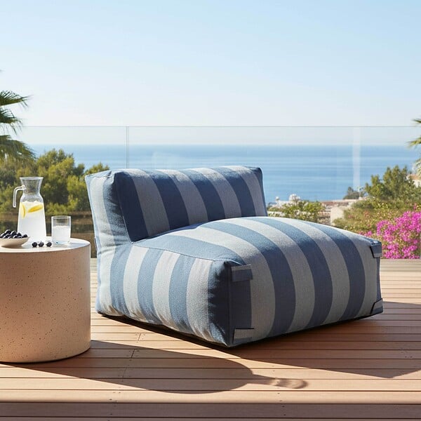 OVIALA - Fauteuil de jardin rayé pour canapé modulable bleu pacific - Mixi - large