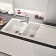 VILLEROY & BOCH - Architectura 80 Evier à encastrer 116x51cm réversible avec vidage automatique, 2 cuves, Céramique, Blanc (33801201) - vignette