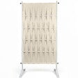 ID MARKET - Paravent extérieur claustra décoratif 80 x 150 cm sangles beige et métal blanc - vignette