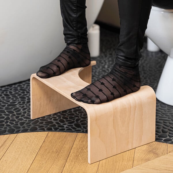 DURAVIT - Pack WC suspendu D-code + bati support + plaque + tabouret physiologique bois - large