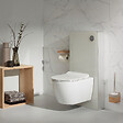 PLANETE BAIN - Pack WC suspendu mural en verre blanc et cuvette carénée sans bride CERES - vignette