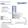 DURAVIT - Pack WC suspendu D-code + bati support + plaque + tabouret physiologique blanc - vignette