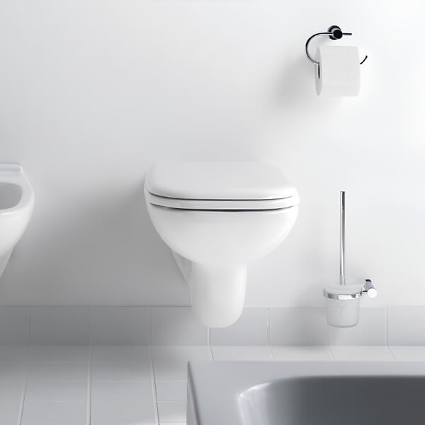 DURAVIT - Pack WC suspendu D-code avec abattant + bati support + Plaque de commande chromée - large