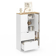 ID MARKET - Meuble de rangement L. 80 cm NOUK pour bureau, chambre, entrée avec 3 portes et 2 tiroirs blanc et bois - vignette