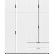 ID MARKET - Armoire 4 portes MINA blanc penderie 160 cm avec 2 rangements hauts et 2 tiroirs - vignette