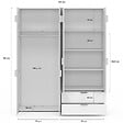 ID MARKET - Armoire 4 portes MINA blanc penderie 160 cm avec 2 rangements hauts et 2 tiroirs - vignette