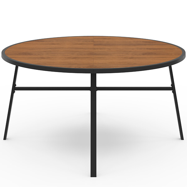 ID MARKET - Salon de jardin NOUMEA table ronde 150 cm plateau verre trempé effet bois et 8 chaises empilables noir et bois - large