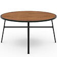 ID MARKET - Salon de jardin NOUMEA table ronde 150 cm plateau verre trempé effet bois et 8 chaises empilables noir et bois - vignette