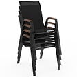ID MARKET - Salon de jardin NOUMEA table ronde 150 cm plateau verre trempé effet bois et 8 chaises empilables noir et bois - vignette