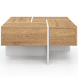 ID MARKET - Table basse carrée TALIA 70 cm avec tiroirs bois et blanc - vignette
