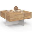 ID MARKET - Table basse carrée TALIA 70 cm avec tiroirs bois et blanc - vignette
