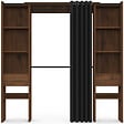 ID MARKET - Dressing extensible double MERYL 120/180 x 50 x 180 cm noyer avec étagères + double penderie + rideau noir - vignette