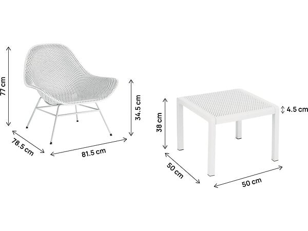 HABITAT ET JARDIN - Lot de 2 fauteuils de jardin avec table basse "Soléna" - Blanc - large