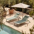 OVIALA - Lot de 2 bains de soleil inclinable avec roues vert cactus - Olmeta - vignette