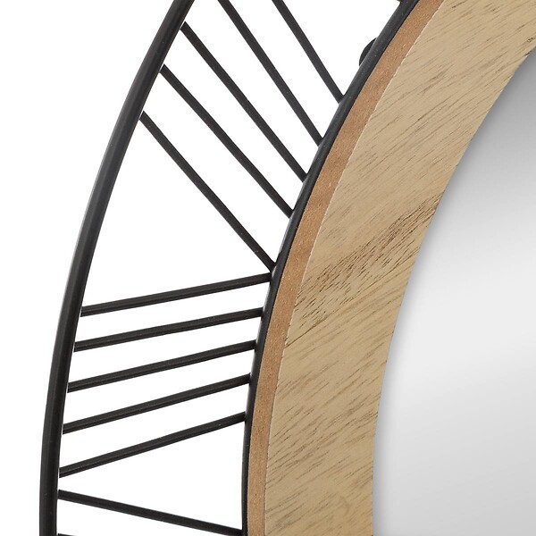 ATMOSPHERA - Miroir rond en metal et bois - O 45 x Ep. 1.5 cm - Noir - large