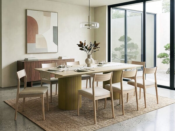 HABITAT ET JARDIN - Table à manger ovale en bois "Zénith" - 180 cm - 8 places - Beige - large