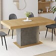 ID MARKET - Table à manger extensible rectangle EDEN 6-10 personnes bois et effet béton 160-200 cm - vignette