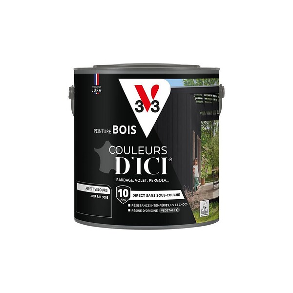 V33 PEINTURE - Peinture BOIS Couleurs d'ICI® NOIR Terrils du Nord 2 L - large