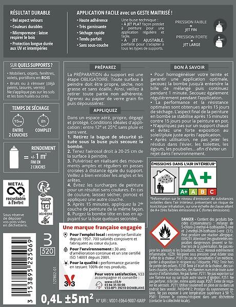 V33 PEINTURE - Peinture BOIS Couleurs d'ICI® BLEU ENCRE Myrtille Massif Central 400ML - large