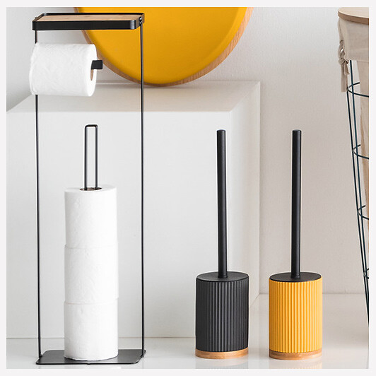 5 FIVE SIMPLY SMART - Dérouleur papier toilette WC avec réserve et support téléphone en métal Noir charbon - large