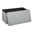 ATMOSPHERA - 2 en 1 Pouf pliant double et coffre de rangement Gris clair aspect Lin 76.6 x H 37.5 cm - vignette