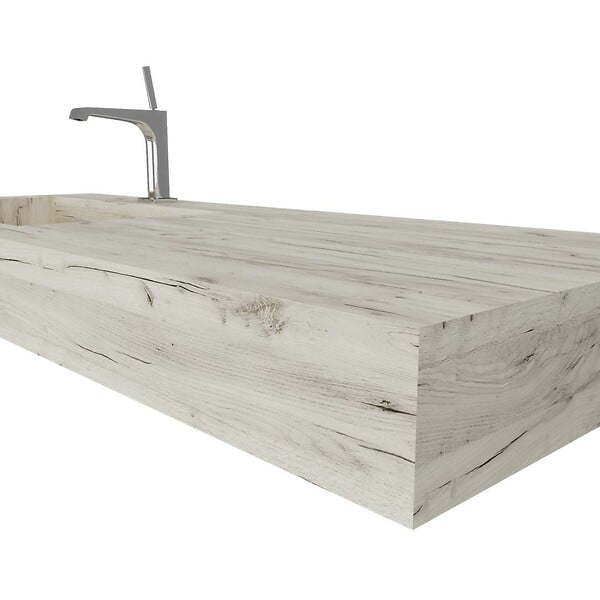 KIAMAMI VALENTINA - Lavabo Asymétrique Avec Cuvette À Gauche 120Cm Hpl Ice Oak - large