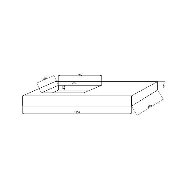 KIAMAMI VALENTINA - Lavabo Asymétrique Avec Cuvette À Gauche 120Cm Hpl Ice Oak - large